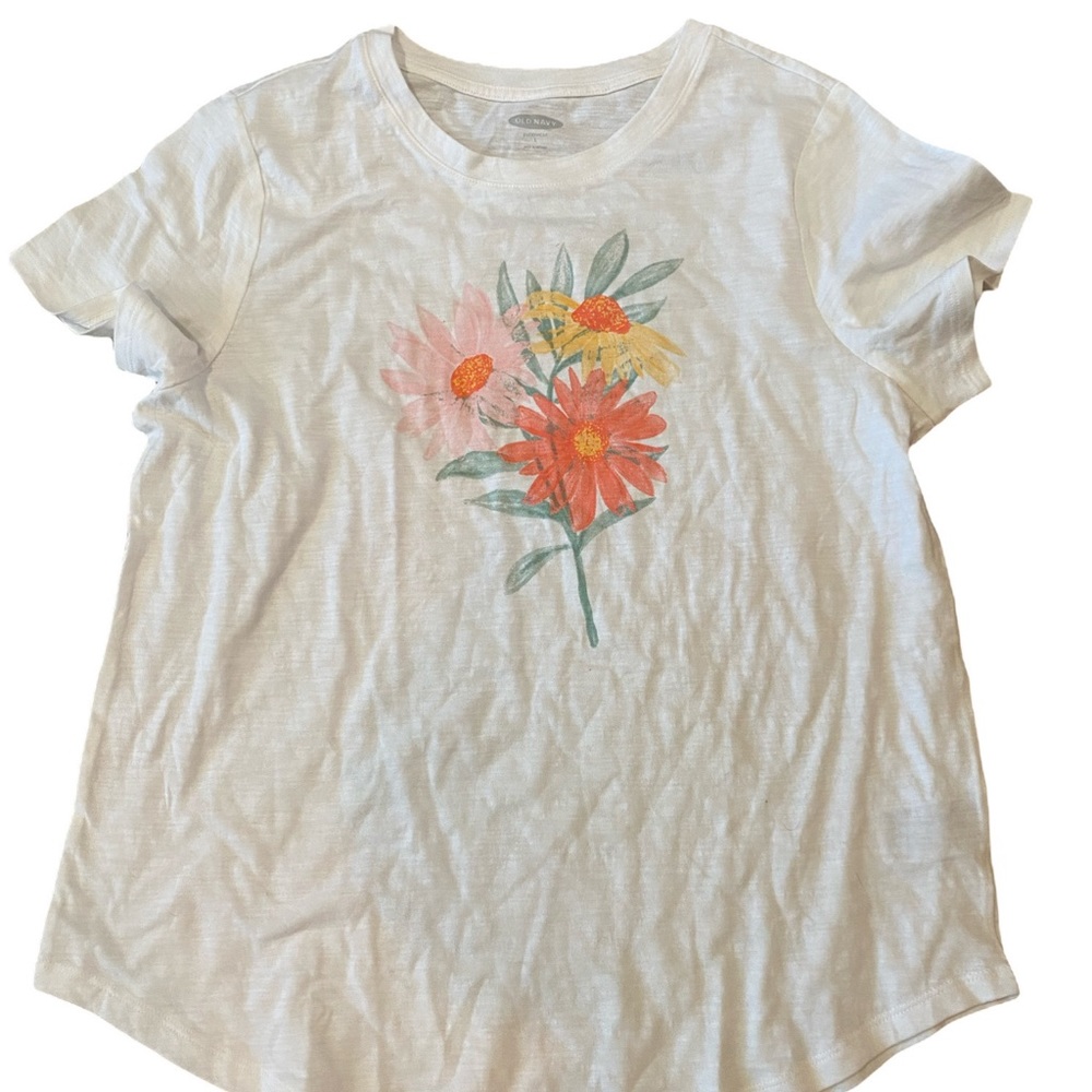 NEW! Old Navy white floral slub knit tee L